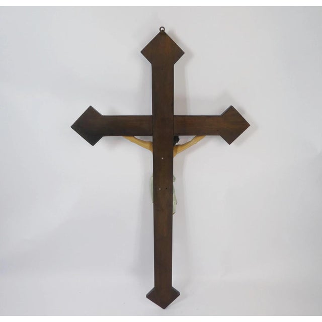Brown Large Antique Wooden Crucifix For Sale - Image 8 of 10