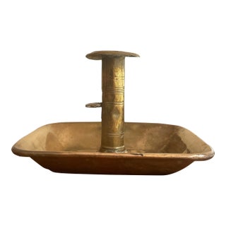 18th Century Brass Push-Up Candlestick For Sale