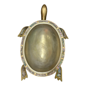 1970s Brass and Abalone Shell Turtle Sculpture Platter