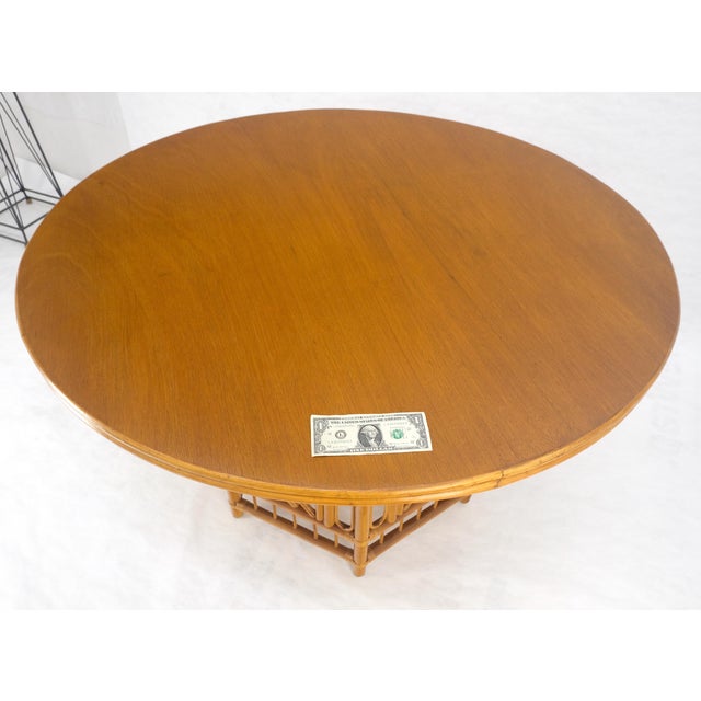 Wood Very Fine 48" Round Top Bamboo Base Mid Century Modern Dining Center Table MINT! For Sale - Image 7 of 10