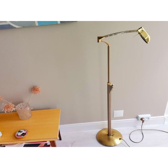 Metal Tall Modernist Golden Height Adjustable Floor Lamp, 1970s For Sale - Image 7 of 17