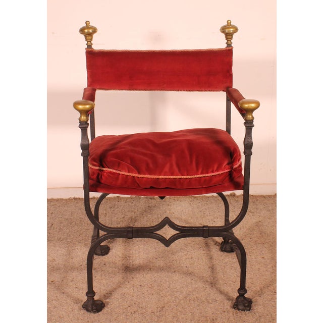 Set of Curule Armchairs in Wrought Iron and Bronze, in Very Good conditions. Designed before 1890