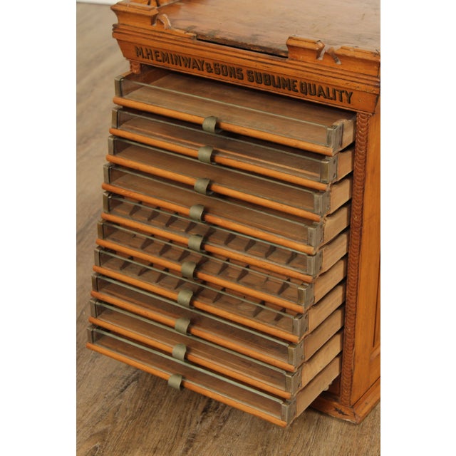 Brown Antique M. Heminway & Sons Spool Cabinet For Sale - Image 8 of 12