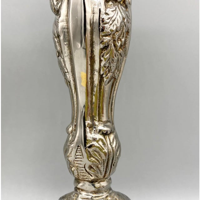 Antique Victorian Silver Plated Candle Sticks- a Pair For Sale - Image 10 of 11