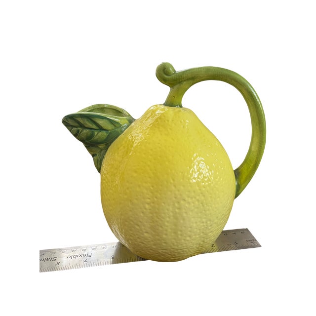 Yellow Vintage Italian Majolica Lemon Pitcher – Sea Urchin Texture, Coastal Mediterranean Decor, Sculptural Ceramic Jug, Amalfi Style For Sale - Image 8 of 9