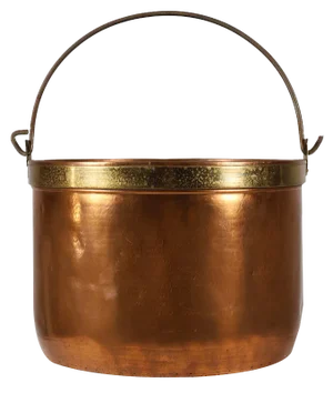 Large Rustic Red Copper Kettle with Handle, France, 1850s