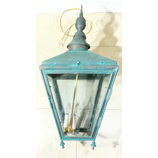 Antique Restored Street Light Converted to Hanging Lantern / Foyer Chandelier For Sale - Image 12 of 15