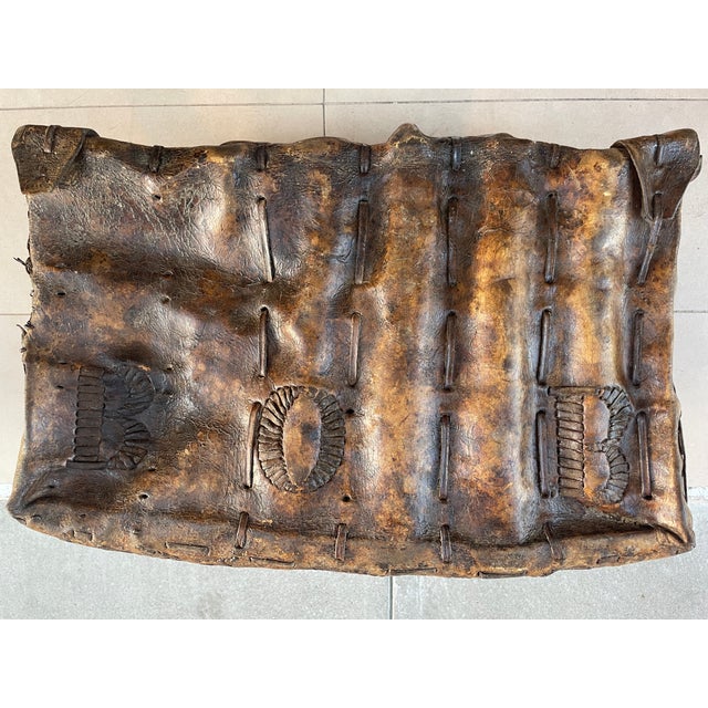 Brown 19th C. Spanish Colonial Leather Petaca W/Iron Clasp For Sale - Image 8 of 8