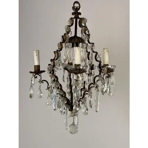 Antique French Cage Chandelier For Sale - Image 6 of 8