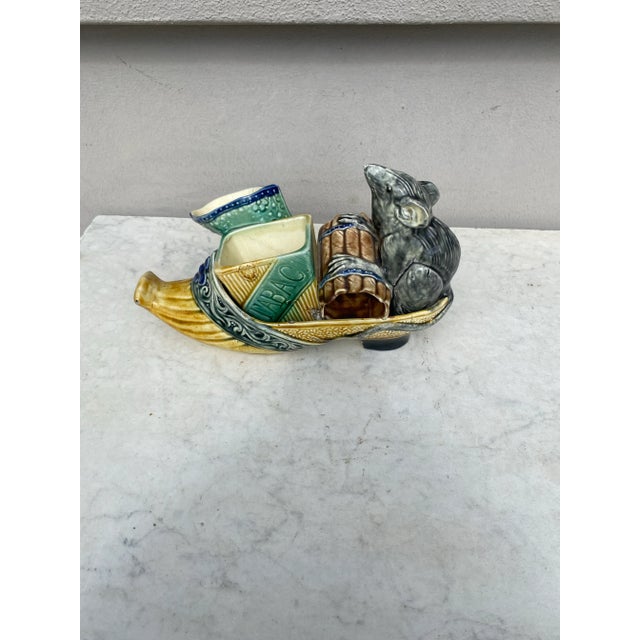 Belgium Majolica Rat Smoke Set Wasmuel , Circa 1900 For Sale - Image 4 of 9