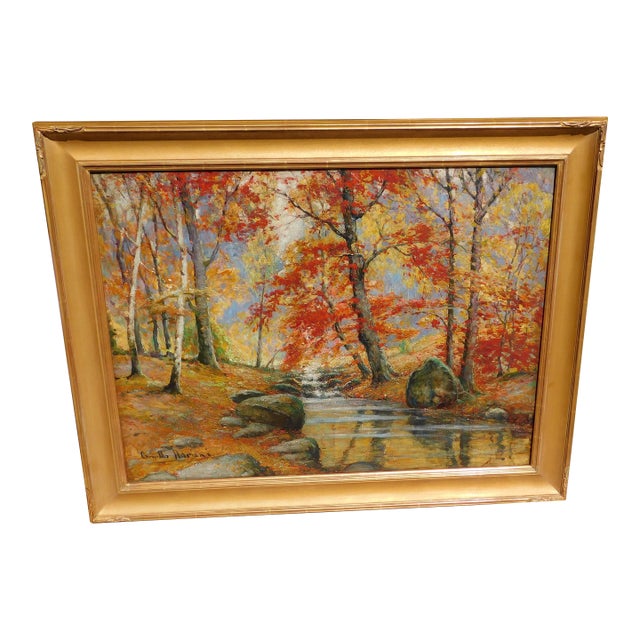 Camillo Adriani Vintage Oil Painting Impressionist Landscape Ma Artist B,1908 For Sale
