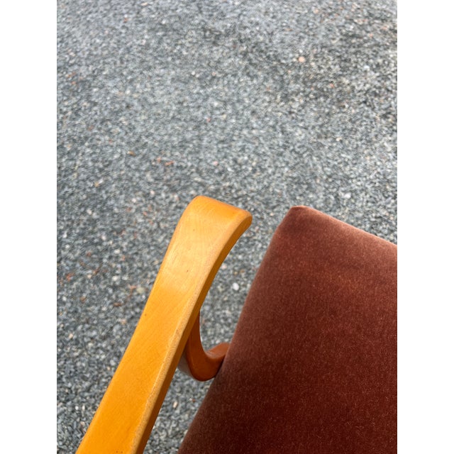 1940s Danish Modern Fritz Hansen Style Lounge Chair in Cinnamon Mohair For Sale - Image 15 of 17