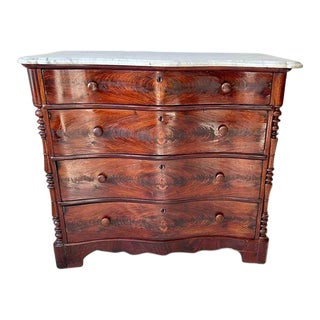 Early 19th Century Antique Chippendale Flame Mahogany Marble Top Dresser For Sale