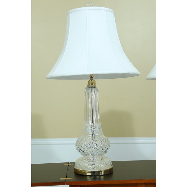 Waterford Etched Crystal Table Lamps W. Shades a Pair Chairish