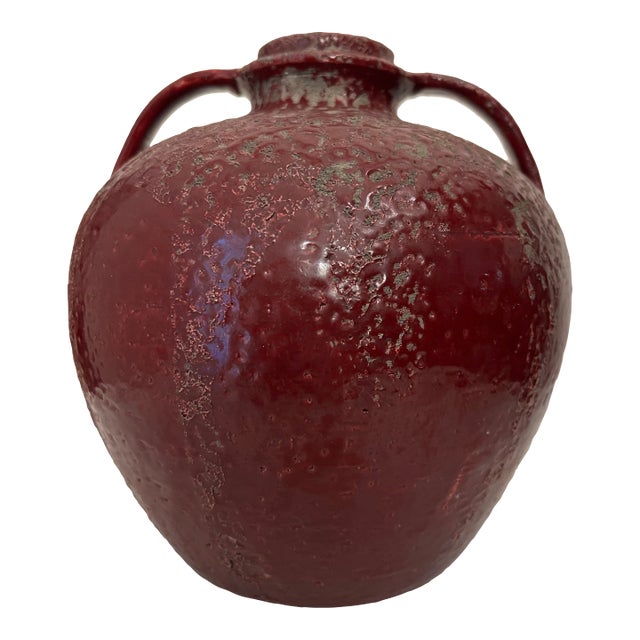 Mid Century Red Pottery Jug by Raymor For Sale