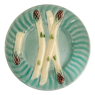Antique French Majolica Asparagus Plate by Keller & Guérin (Luneville), C. 1890 For Sale