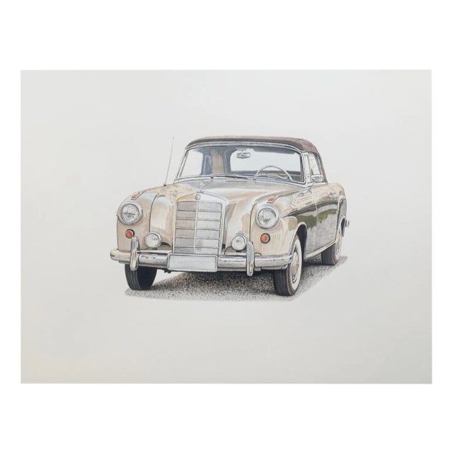 Michal Wojtysiak, Mercedes W128 Ponton, Acrylic on Paper, 2023 For Sale