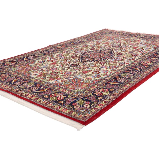 79311 Vintage Persian Qum Rug, 04'05 x 07'00. The Song of Eternity: A Vintage Persian Qum Masterpiece of of Paradisal...