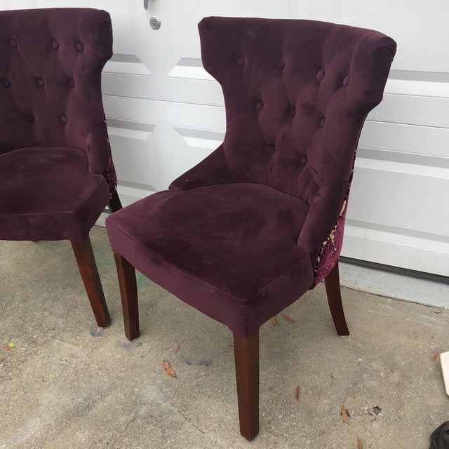 Purple Velvet Side Chairs - a Pair | Chairish