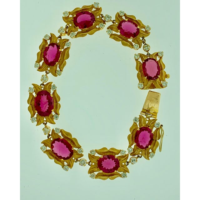 24 Carat Pink Tourmaline and 2.75 Carat Diamond Bracelet 18 Karat Yellow Gold For Sale In New York - Image 6 of 18