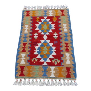 1980s Southwestern Blue Handmade Kilim For Sale
