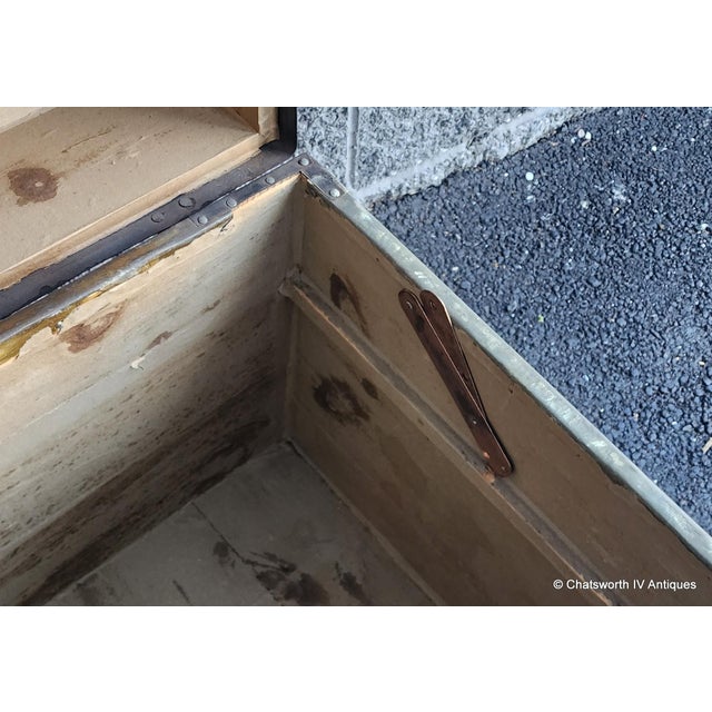 Antique Victorian Era Metal & Wooden Strap Steamer Dome Top Travel Trunk Chest , 1890s For Sale - Image 11 of 12