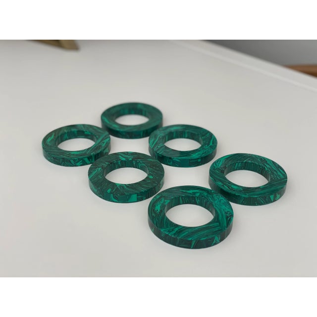 Round Malachite Napkin Rings - Set of 6 For Sale - Image 10 of 10