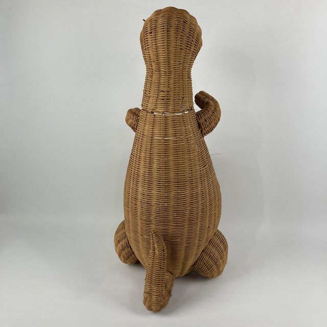 1970s Large VTG 28" Wicker Kangaroo Storage Basket Hamper Plant Toilet Paper Holder For Sale - Image 5 of 12