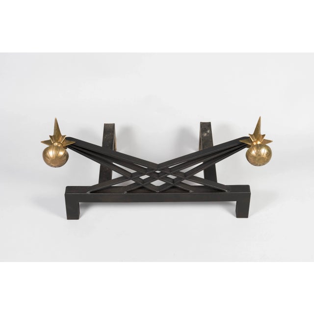 Mid-Century Modern Andiron in Metal & Bronze, 1950s For Sale - Image 3 of 7
