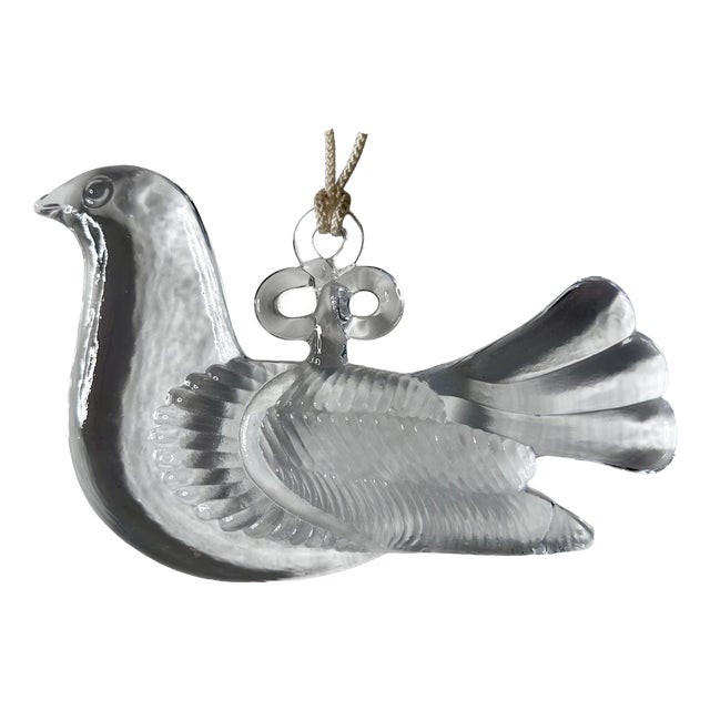 Glass Art Suncatcher in the shape of a Dove by Bertil Vallien for Boda, Sweden, 1970s For Sale