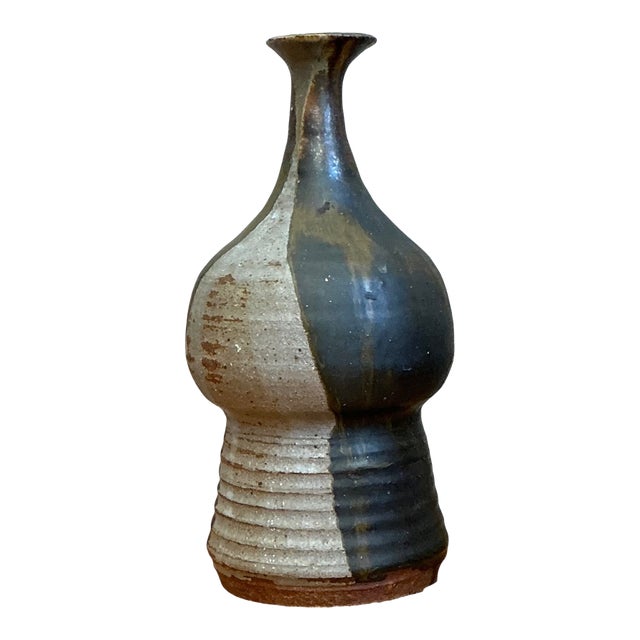 Vintage Textured Studio Pottery Vase For Sale