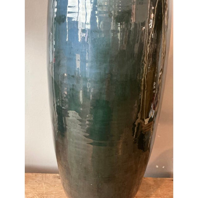 Vintage Boho Monumental Glazed Ceramic Vase For Sale - Image 9 of 9