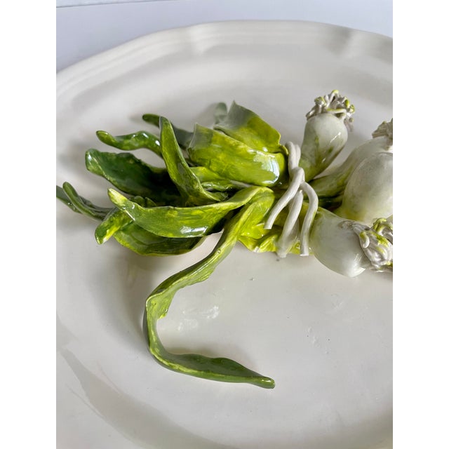 Cream Late 20th Century Eva Gordon Trompe L’Oeil Scallion Plate, Signed Canadian Studio Pottery For Sale - Image 8 of 12