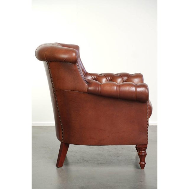 Chesterfield Club Chair in Cowhide Leather For Sale - Image 3 of 13