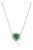 Heart-Cut Natural Emerald Diamond Vintage Necklace in 14k Yellow Gold For Sale