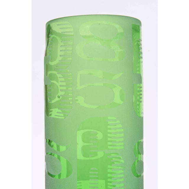 Vintage Trio of Three Graduated Frosted and Etched Numbered Glass Vases 1980's For Sale In Miami - Image 6 of 10