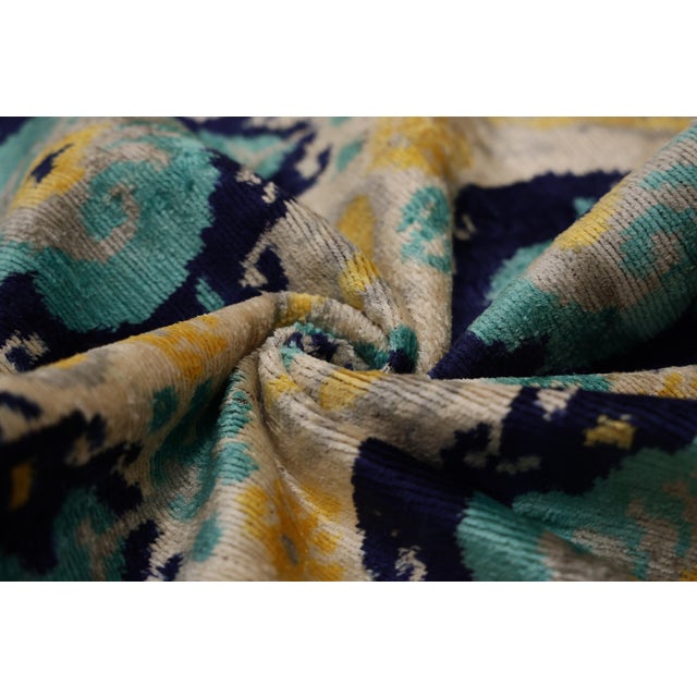 Mid-Century Modern The Azure & Gold Medallion Silk Velvet Pillow - 20" X 20" For Sale - Image 3 of 8