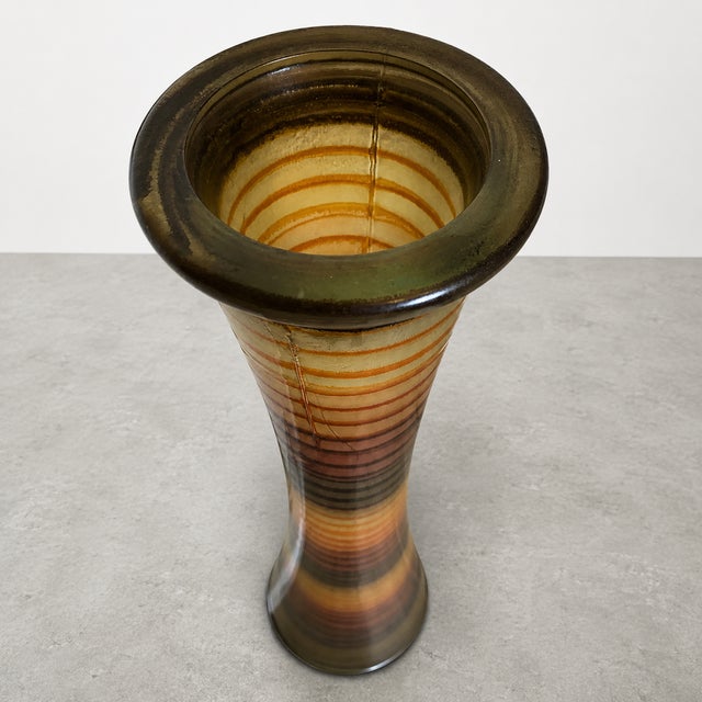 Vintage Mid-Century Spanish Multi Stripe Vase For Sale - Image 4 of 8
