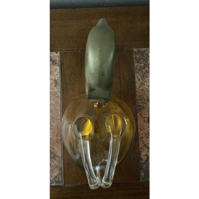 1930s 1930s Art Deco Amber Glass and Brass-Mounted Swan Decanter For Sale - Image 5 of 8