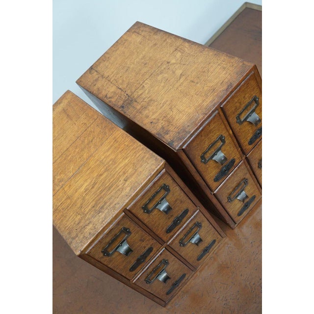 French Oak Apothecary Cabinet / Filing Cabinet, 1920s, Set of 2 For Sale - Image 11 of 17
