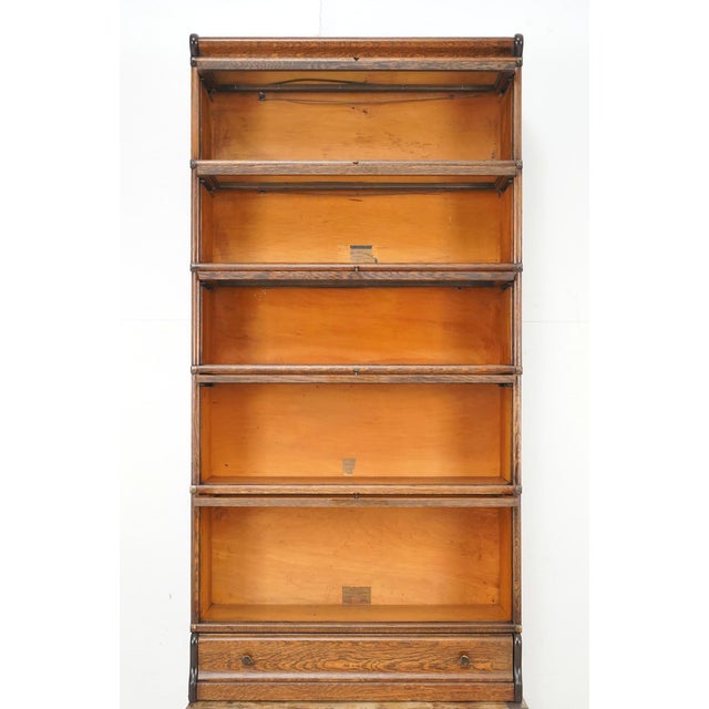 Mid 20th Century Antique Five Section Oak Globe Wernicke Barrister Bookcase For Sale - Image 5 of 13