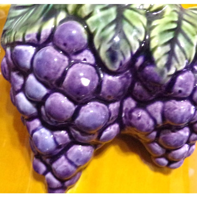 Lidded Golden Canister With Grapes, Leaves and Woven Work, by Majolica or McCoy For Sale - Image 13 of 14