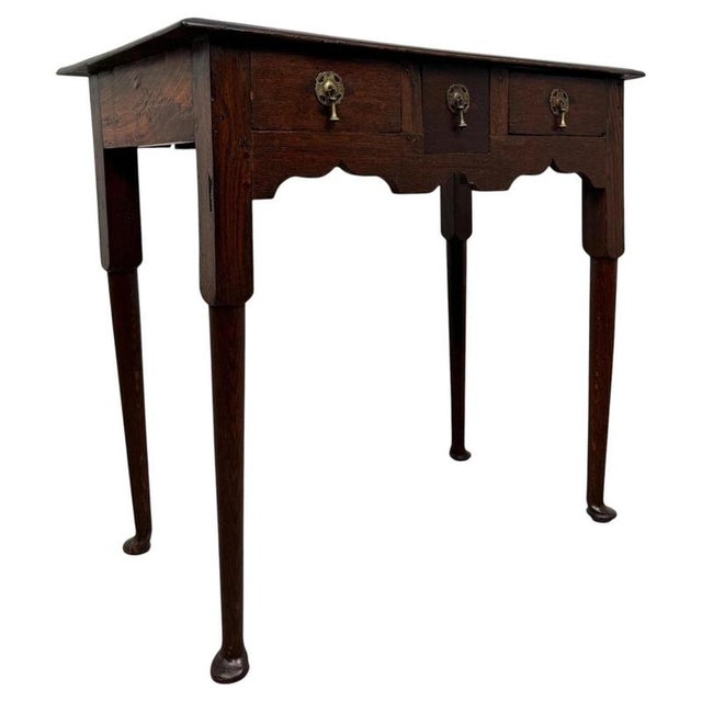 2000 - 2009 Antique English Oak Side Table with Three Drawers For Sale - Image 5 of 12