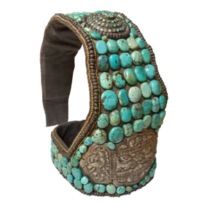 Vintage Turquoise and Silvefr Tibetan Headdress