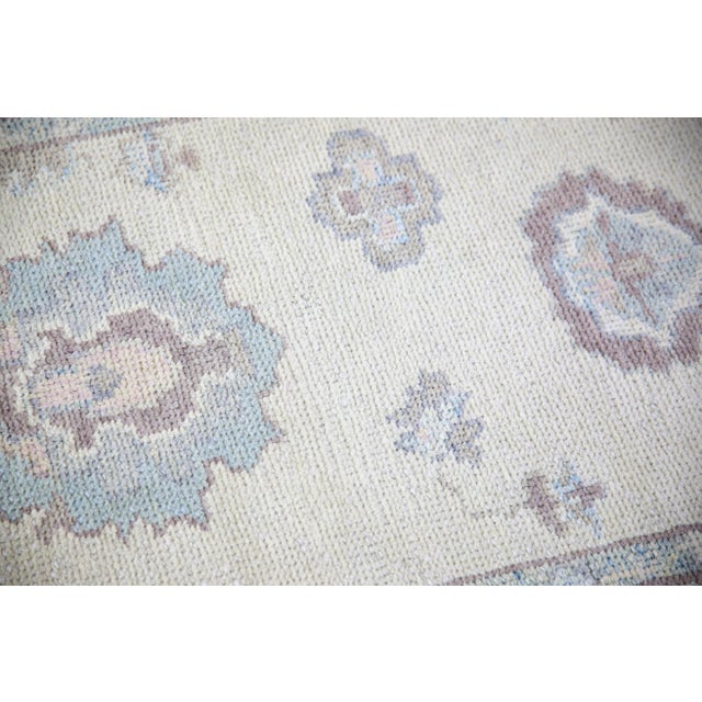 Turkish Oushak Rug Ivory & Dusty Blue Handwoven Wool Runner 3'2" X 9'7" For Sale - Image 4 of 8