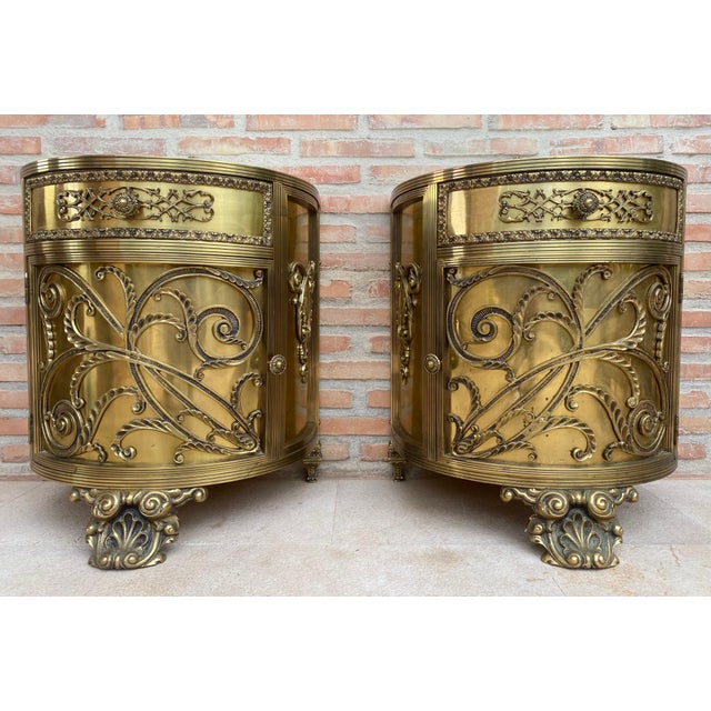 Pair of Louis XVI Style Bronze Demilune Cabinets, 20th Century For Sale - Image 4 of 18