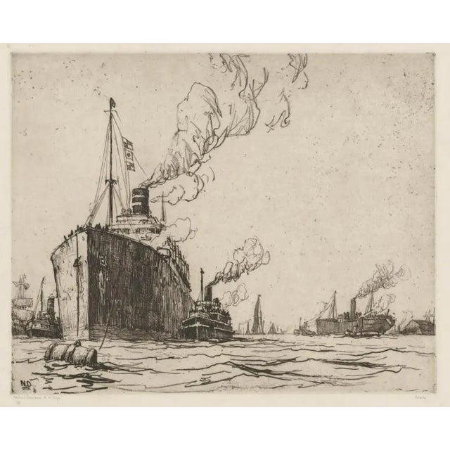 Nelson Dawson the Signal Nautical Etching 3rd State For Sale - Image 4 of 4