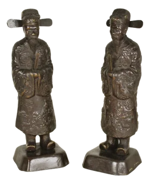 Vietnamese Artist, Annamite Mandarins, Early 20th Century, Bronzes, Set of 2