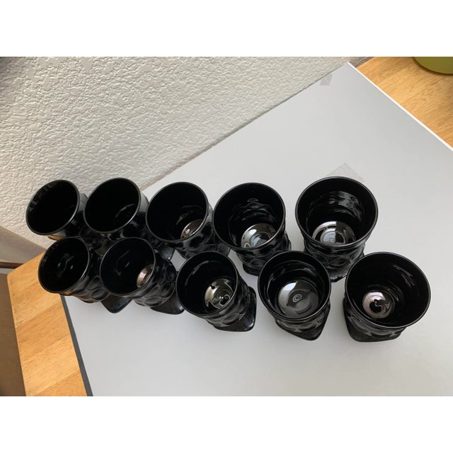 1960s 1960s-1970s Black Textured Stemware Goblet Glasses, Set of Ten For Sale - Image 5 of 12