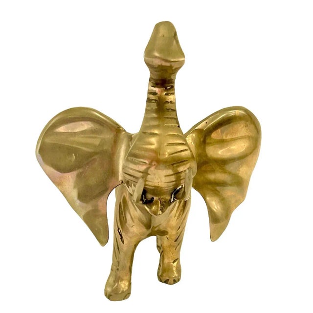 Safari Vintage Mid Century Solid Brass Elephant For Sale - Image 3 of 5
